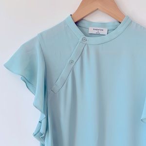 Babaton Top Ruffle Short Sleeve Blouse - M
